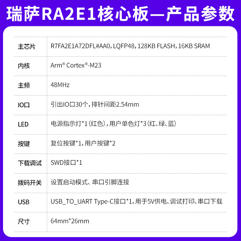 RA2E1核心板
